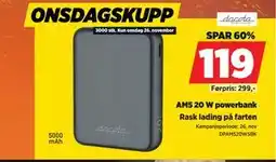 POWER AM5 20 W powerbank, NOK 119 tilbud