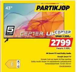 POWER 4K Smart-TV med Dolby Audio, NOK 2799 tilbud