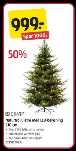 Jula Naturtro juletre med LED-belysning 210 cm, NOK 999 tilbud