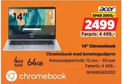 POWER Chromebook med berøringsskjerm, NOK 2499 tilbud