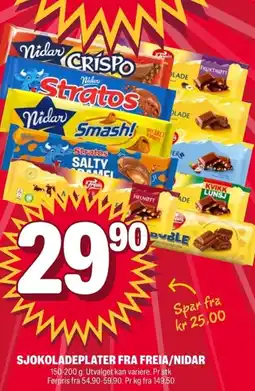 Coop Extra Sjokoladeplater fra freia/nidar tilbud