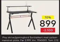 Skeidar Play skrive/gamingbord Sortlakkert, NOK 899 tilbud