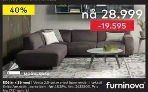 Skeidar Vesta 2,5-seter med åpen ende, NOK 28999 tilbud