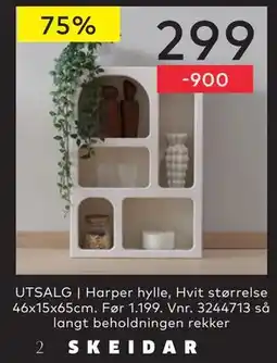Skeidar Harper hylle, NOK 299 tilbud