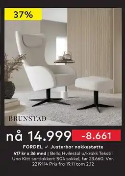 Skeidar Bella Hvilestol u/krakk, NOK 14999 tilbud