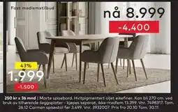 Skeidar Marte spisebord, Medlemspris tilbud