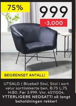 Skeidar Bluebell Stol, NOK 999 tilbud