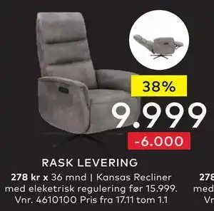 Skeidar Kansas Recliner, NOK 9999 tilbud