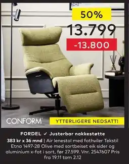 Skeidar Air lenestol med fothviler, NOK 13799 tilbud