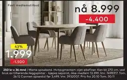 Skeidar Carmen spisestol, Medlemspris tilbud