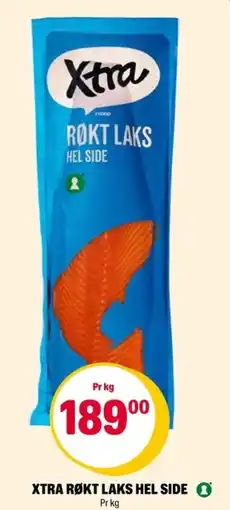 Coop Extra Xtra røkt laks hel side tilbud