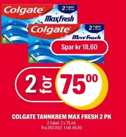 Coop Extra Colgate tannkrem max fresh 2 pk Max Froch tilbud