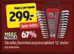 Jula Meec tools skralle/kombinasjonsnøkkel 12 deler tilbud
