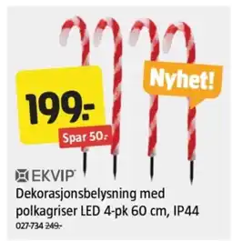 Jula EKVIP Dekorasjonsbelysning med polkagriser LED 4-pk , IP44 tilbud