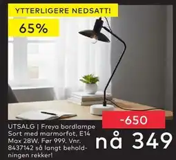 Skeidar Freya bordlampe, NOK 349 tilbud