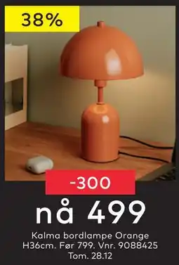 Skeidar Kalma bordlampe Orange, NOK 499 tilbud