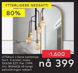 Skeidar Gene taklampe, NOK 399 tilbud