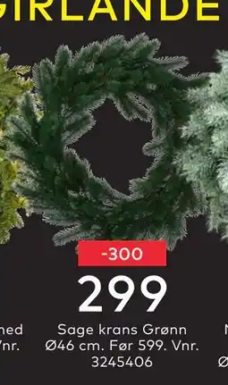 Skeidar Sage krans, NOK 299 tilbud