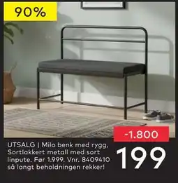 Skeidar Milo benk med rygg, NOK 199 tilbud