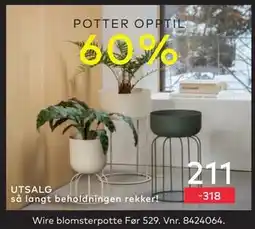 Skeidar Wire blomsterpotte, NOK 211 tilbud