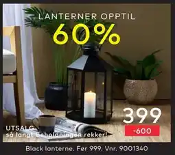 Skeidar Black lanterne, NOK 399 tilbud