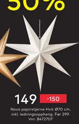 Skeidar Nova papirstjerne, NOK 149 tilbud