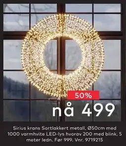 Skeidar Sirius krans Sortlakkert metall, NOK 499 tilbud
