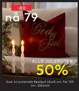 Skeidar God Jul putetrekk Rød/gull 45x45 cm, NOK 79 tilbud