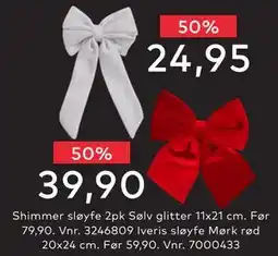 Skeidar Shimmer sløyfe 2pk Sølv glitter 11x21 cm, NOK 24.95 tilbud
