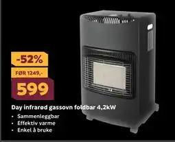 Megaflis Day infrarød gassovn foldbar 4,2kW, NOK 599 tilbud