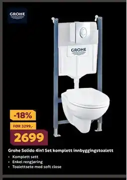 Megaflis Grohe Solido 4in1 Set komplett innbyggingstoalett, NOK 2699 tilbud