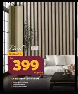 Megaflis Lind akustikk spileelement tilbud