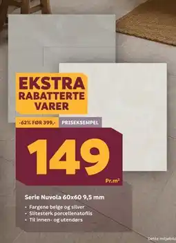 Megaflis Serie Nuvola 60x60 9,5 mm, NOK 149 tilbud