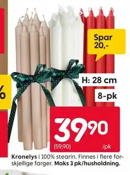 Rusta Kronelys, NOK 39.9 tilbud