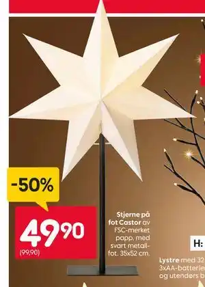 Rusta Stjerne på fot Castor, NOK 49.9 tilbud