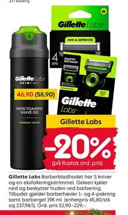 Rusta Gillette Labs, NOK 46.9 tilbud