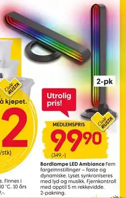 Rusta Bordlampe LED Ambiance., Medlemspris tilbud