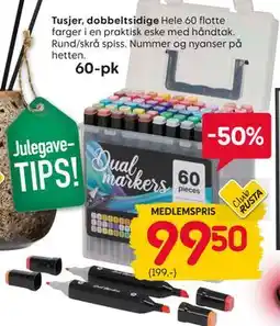 Rusta Tusjer, dobbeltsidige., Medlemspris tilbud