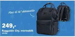 Biltema Ryggsekk City, marineblå, NOK 249 tilbud