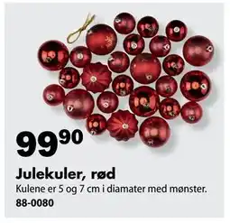 Biltema Julekuler, rød, NOK 99.9 tilbud