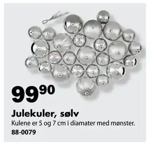 Biltema Julekuler, sølv, NOK 99.9 tilbud