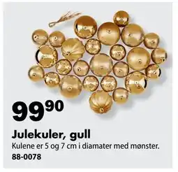 Biltema Julekuler, gull, NOK 99.9 tilbud