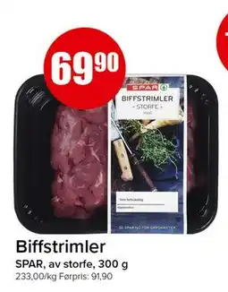 Spar Biffstrimler, NOK 69.9 tilbud