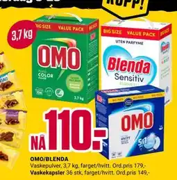 Europris OMO/BLENDA, NOK 110 tilbud