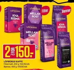 Europris LÖFBERGS KAFFE, NOK 150 tilbud