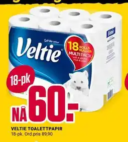 Europris VELTIE TOALETTPAPIR, NOK 60 tilbud