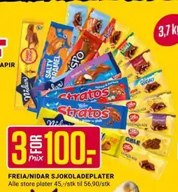 Europris FREIA/NIDAR SJOKOLADEPLATER, NOK 100 tilbud