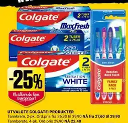 Europris UTVALGTE COLGATE-PRODUKTER tilbud