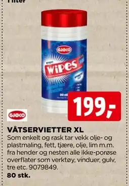 jem & fix VÅTSERVIETTER XL, NOK 199 tilbud