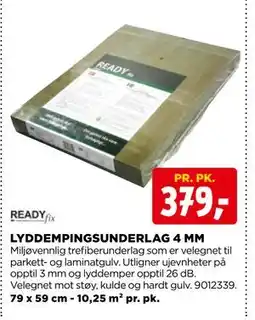 jem & fix LYDDEMPINGSUNDERLAG 4 MM, NOK 379 tilbud